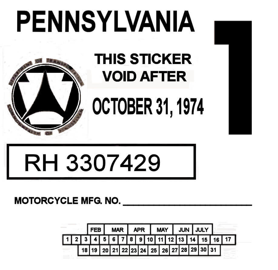 (image for) Pennsylvania 1974 Cycle Inspection sticker